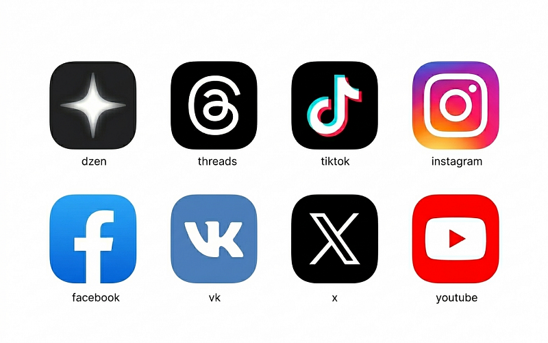 Caravan Rent a Car social media icons including Instagram, TikTok, YouTube, VK, Threads, X and Dzen