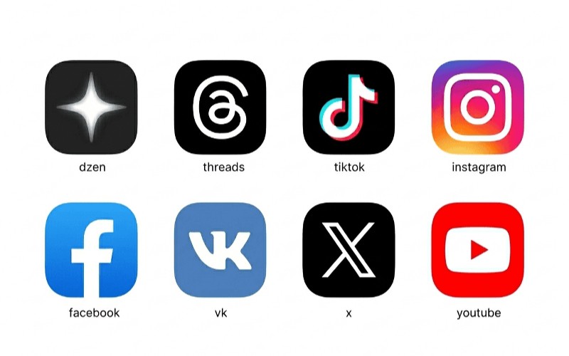 Caravan Rent a Car social media icons including Instagram, TikTok, YouTube, VK, Threads, X and Dzen